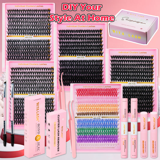 💋Individual Eyelash Kit, 1 BoxMixed Length & Styles Natural Look Eyelashes Extension, Self Grafting Curl Eyelashes,Eyelash Glue Extension, Eye Makeup Enhancement, Lash Clusters Kit, Makeup,Lash Clusters, Eyelashes Clusters