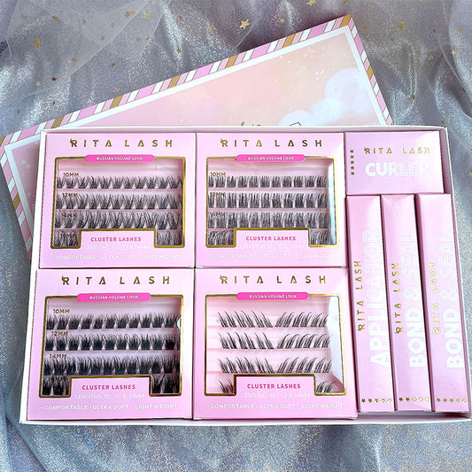 4 Box Eyelashes Kit,1Set Mixed Length & Styles Eyelash Extensions with Lash Curler & Remover &Tweezers, Self Grafting Fake Eyelashes,Cosmetic