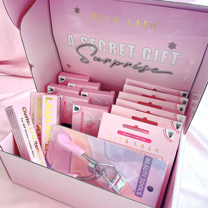 💁‍♀️Individual False Eyelashes Extension Kit Curl Wispy Style, 12 Box Lashes with Glue&Bond Seal&Remover&Curler, Individual Lashes Makeup Kit